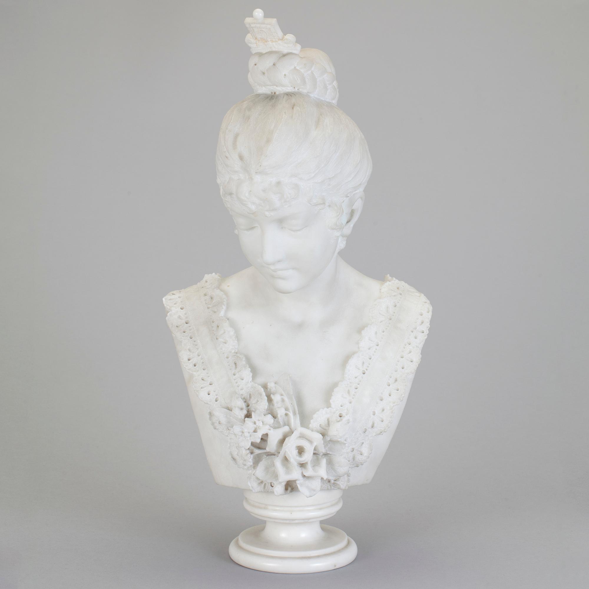 SKULPTUR, marmor, sannolikt Italien, sent 1800-tal.