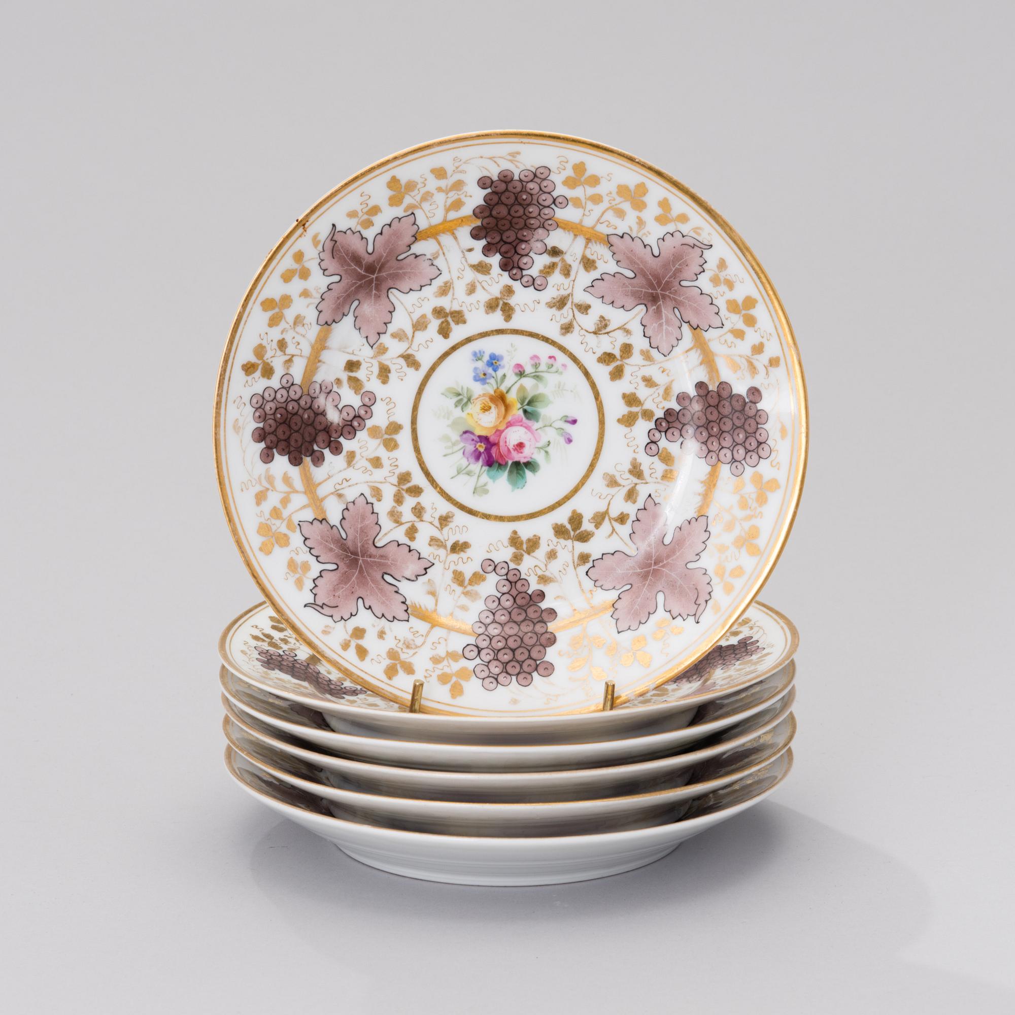 TALRIKAR 6 ST, porslin, Kejserliga porslinsfabriken. Nikolai II ca 1910.