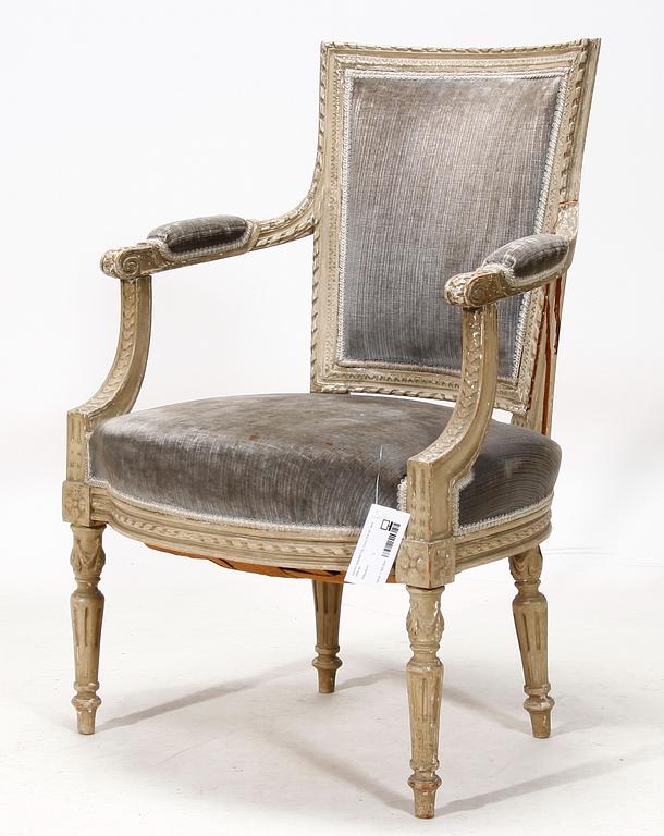 KARMSTOL, Louis XVI-stil, sent 1800-tal.
