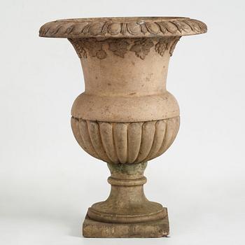 A Swedish Höganäs 1860's stoneware garden urn attributed to Ferdinand Ring.