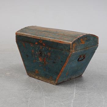 A Swedish painted chest, possibly from Hälsingland, dated 1825.