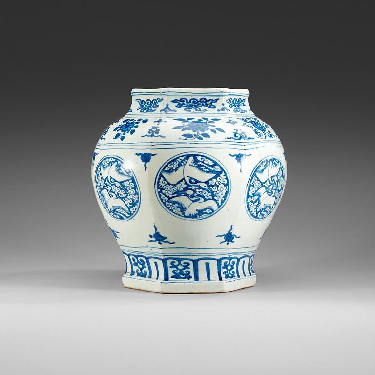 A blue and white jar, Ming dynasty, 16th Century.