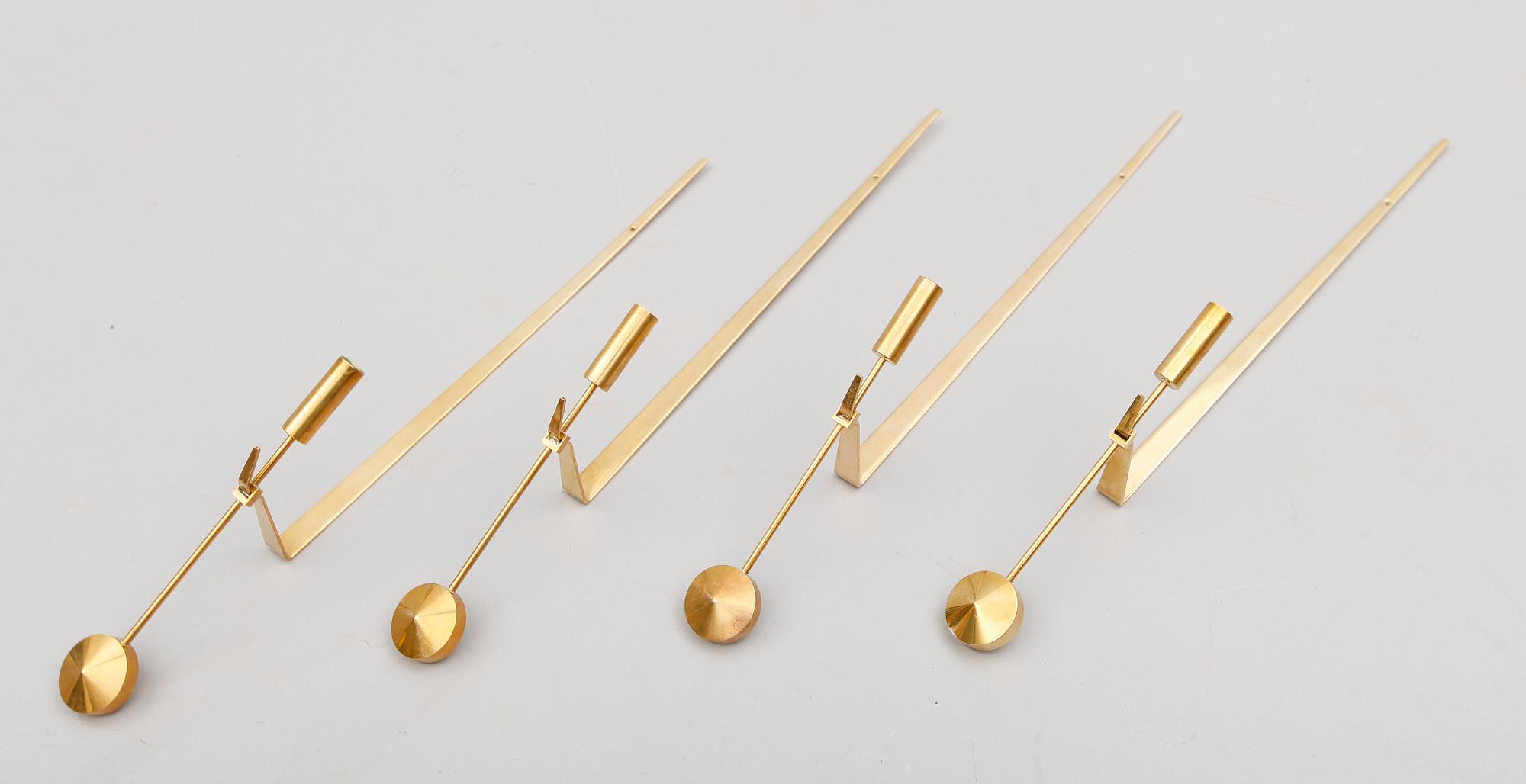 VÄGGLAMPETTER, 4 st, mässing, Pierre Forsell, Skultuna.