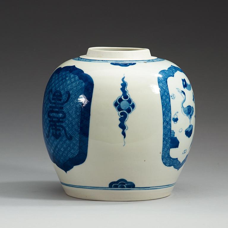 A blue and white jar, Qing dynasty, 18th Century.