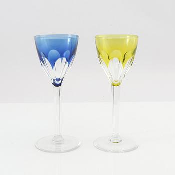 Wine glasses, 13 pcs, Val Saint Lambert, signed, Belgium, second half of the 20th century.