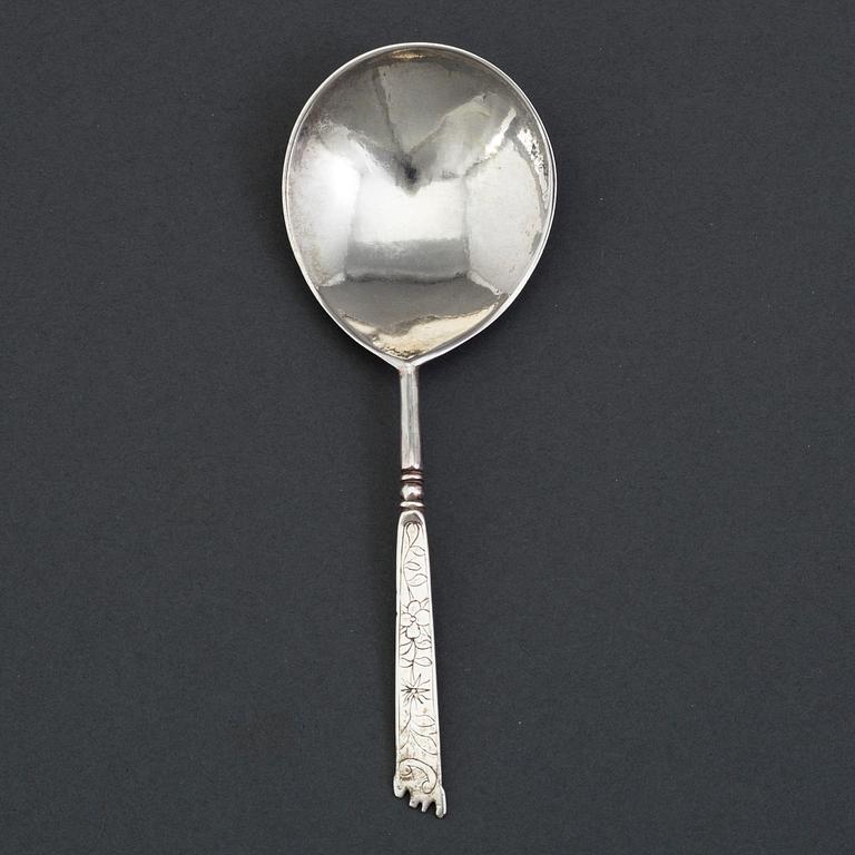 Sked, icke identifierat bomärke, silver, Norge 1600-tal.