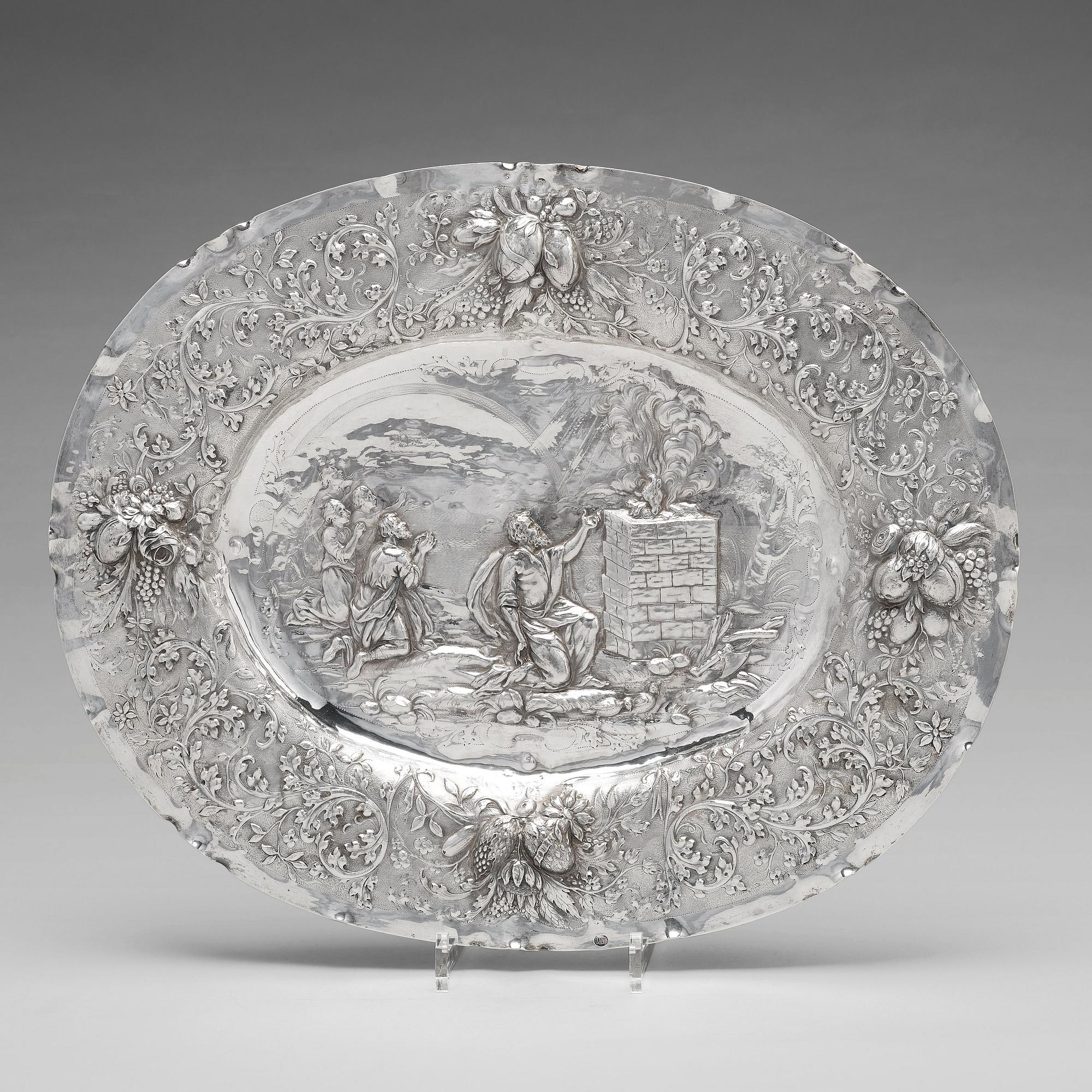 Christian Henning, presenterfat, silver, Stockholm 1706. Barock.