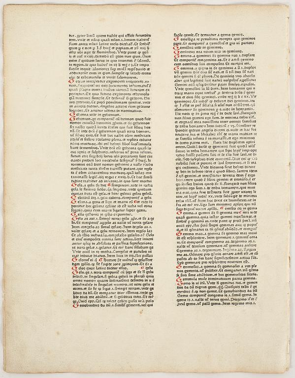 GUTENBERG AND CATHOLICON OF 1460 MED ORIGINALBLAD, New York 1936 resp Mainz 1460.