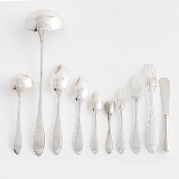 A Swedish Silver Cutlery, model 'Svensk Spetsig', mark of CG Hallberg, some Stockholm 1906  (147 pieces,).