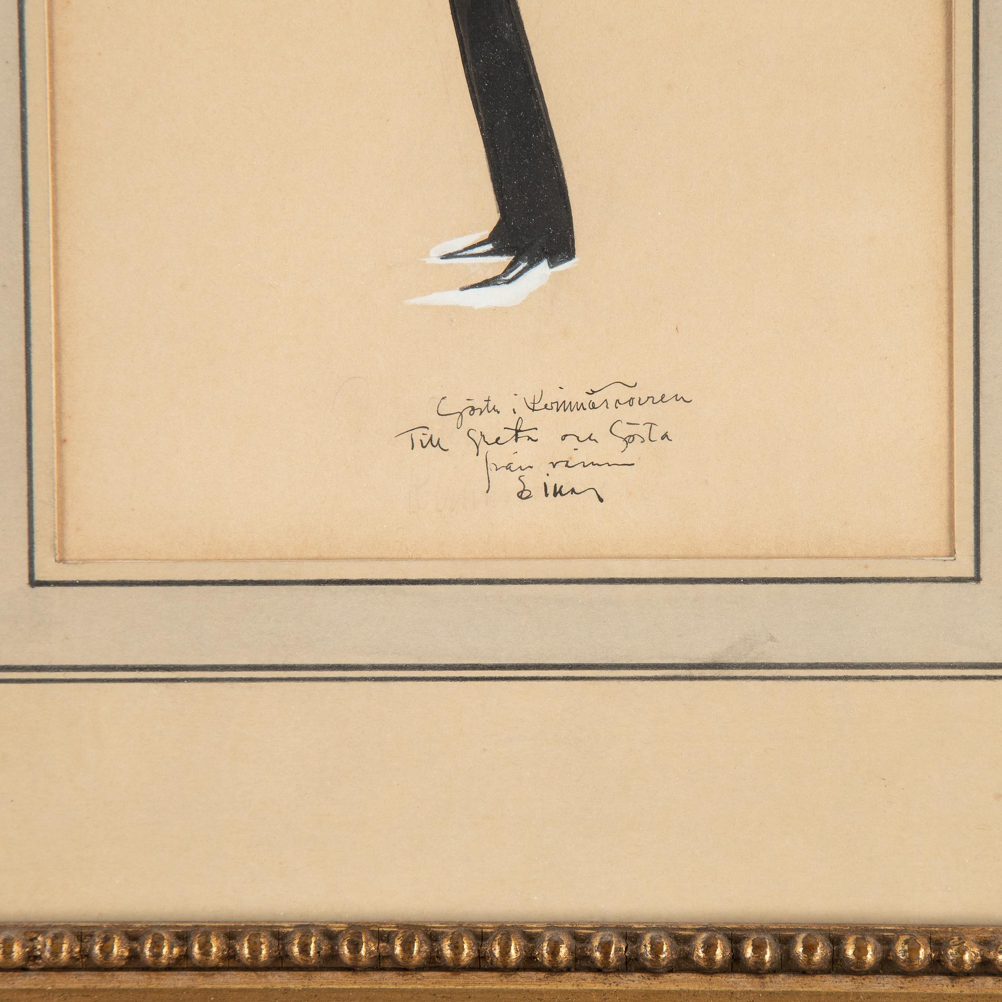 Einar Nerman, tusch med täckvitt, signerad.