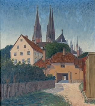 Manne Ihran, View towards Skytteanum, the Atterbom House and Uppsala Cathedral.