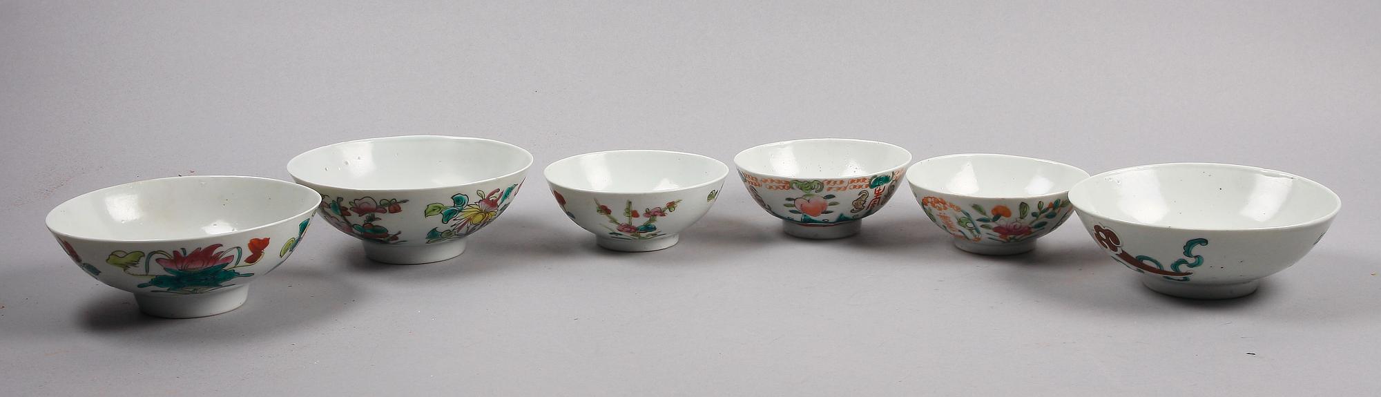 SKÅLAR, 6 st, porslin, Kina, 1800-tal.