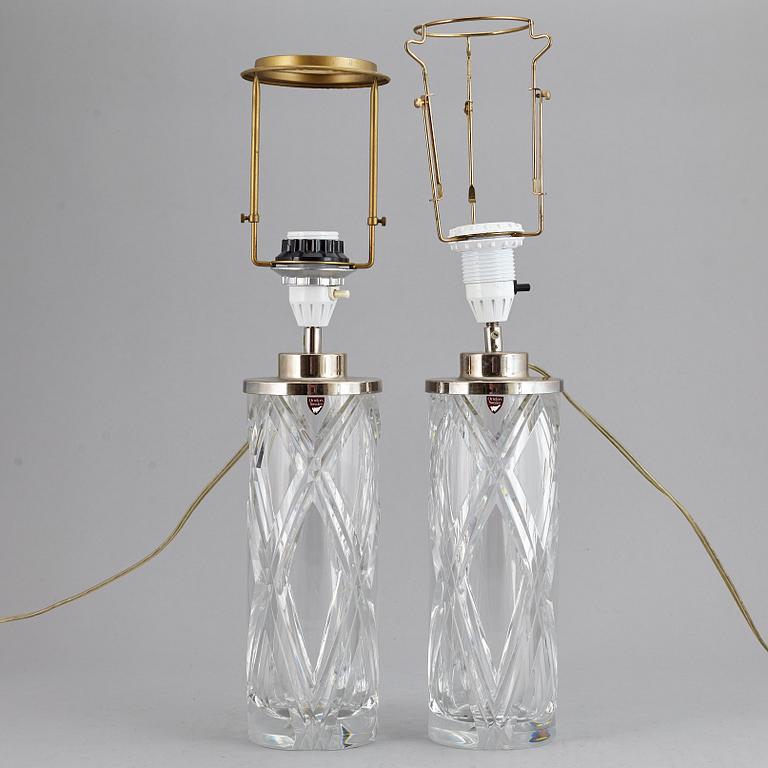 OLLE ALBERIUS, a pair of glass table lights, Orrefors.