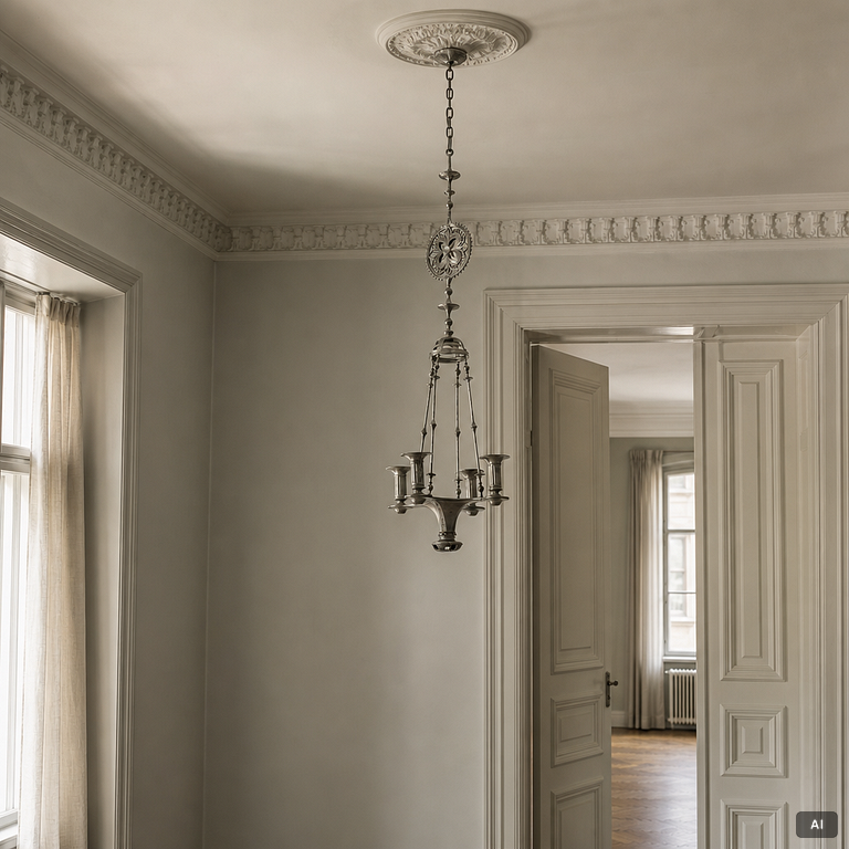 Ferdinand Boberg, a pewter chandelier, Santessons Tenngjuteri, Stockholm 1904.
