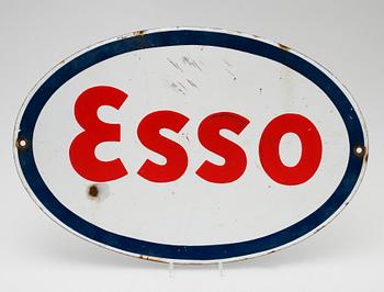 REKLAMSKYLT, emalj, Esso, 1940-/1950-tal.