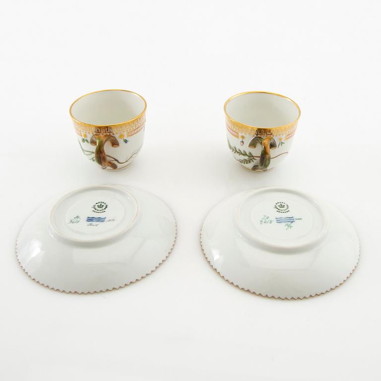 Cups with saucers 2 pcs "Flora Danica" Royal Copenhagen Denmark 1963-1964 porcelain.