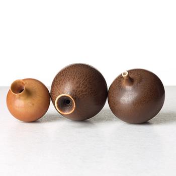 Berndt Friberg, a set of five stoneware vases, Gustavsberg studio, Sweden 1951-69.