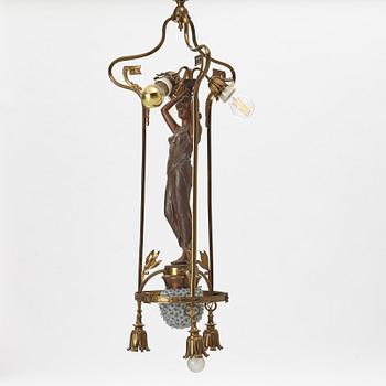 An Art Nouveau ceiling lamp, France, around 1900.