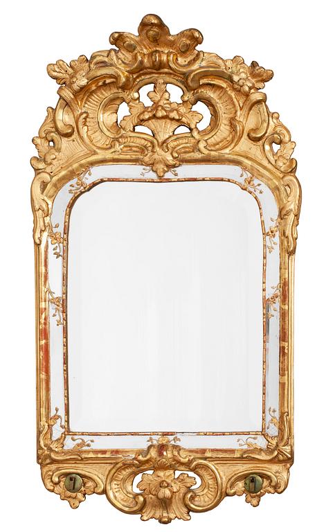 A Royal Swedish Rococo mirror with the mark of prince Fredrik Adolf (1750-1803), the brother of king Gustav III.