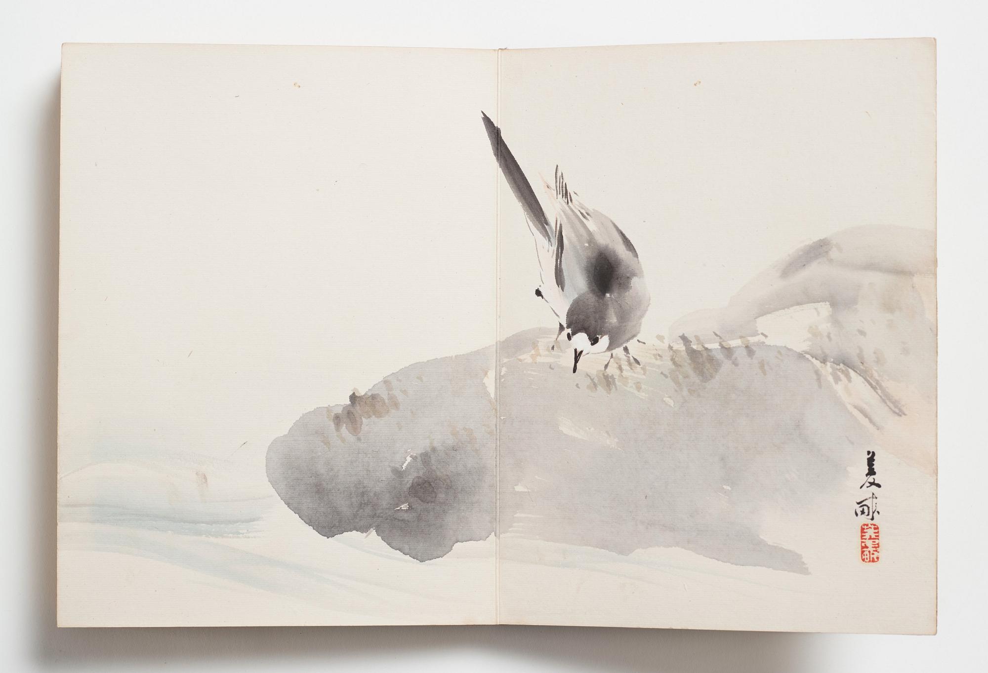 A Japanese album with watercolours by different artists, late Meiji period (1868-1912) early Taisho.