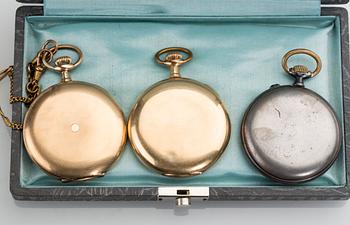 FICKUR, 3 st samt Chatelain 18 k guld. Bland annat  Schweiziskt ur med ryska stämplar.