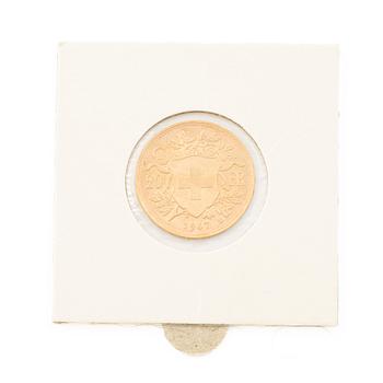 Gold coin, Switzerland, 20 Franc, 1947.