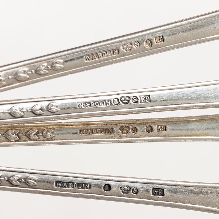 Table spoons, 8 pcs, and a napkin ring, silver, including WA Bolin, Stockholm.