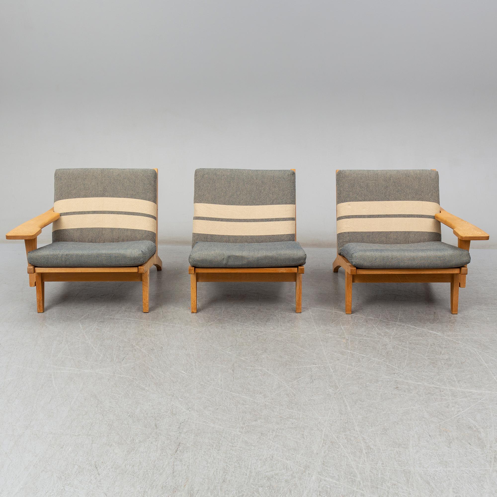HANS J WEGNER, soffa/ fåtöljer, 3 delar, "GE 375",  Getama.