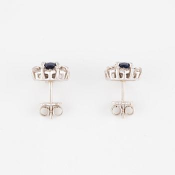 Earrings, one pair, Strömdahl, carmosé, 18K white gold with sapphires and brilliant-cut diamonds.