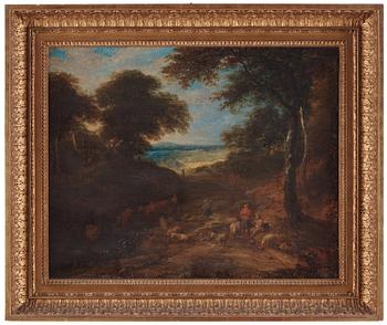 Jacques d'Arthois Attributed to, Pastoral landscape with shepherds.