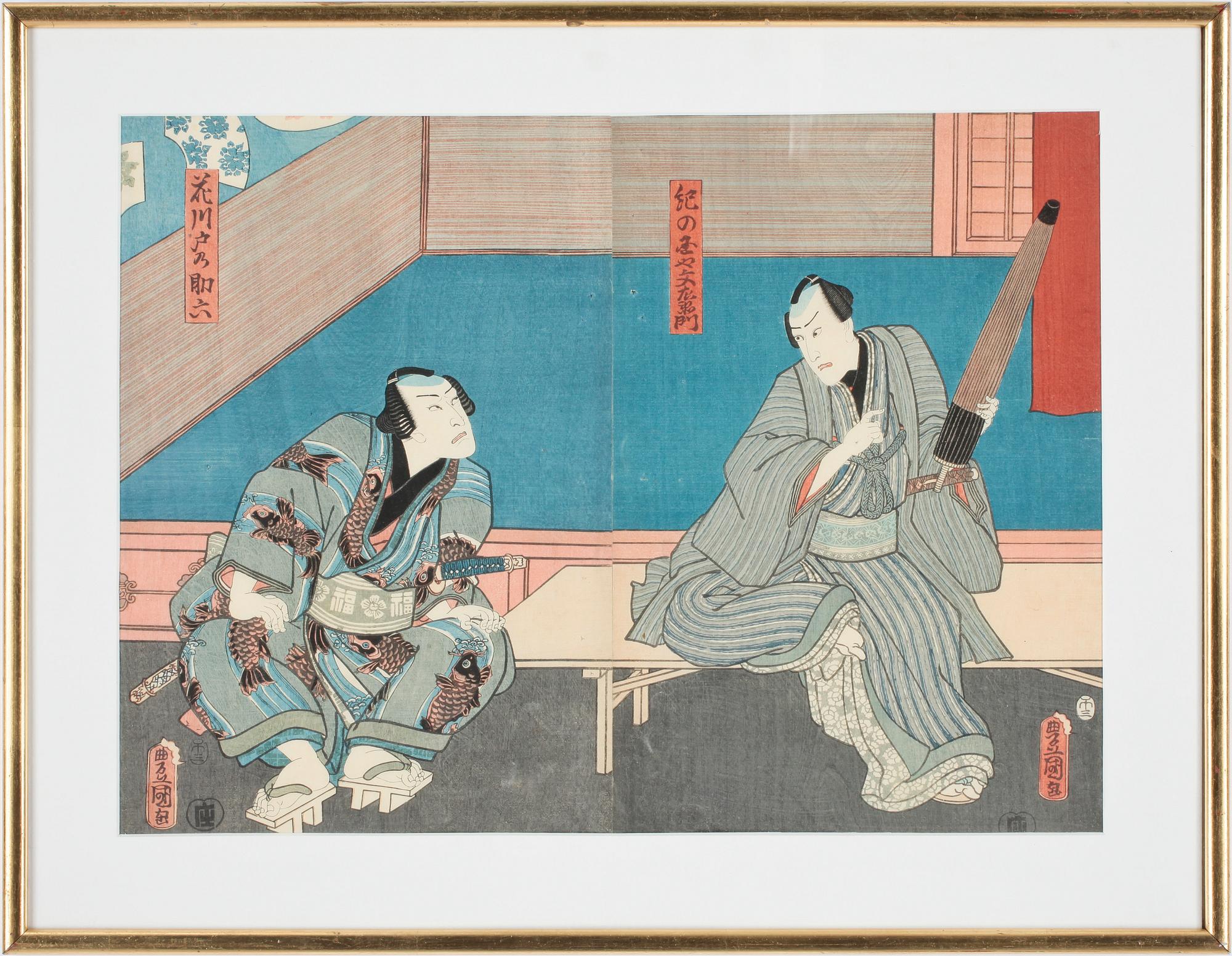 UTAGAWA KUNISADA KOCHORO, TOYOKUNI III, träsnitt, 2 st,