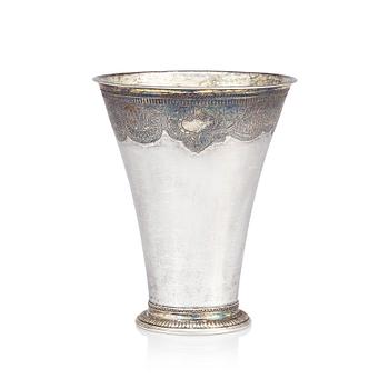 172. A Swedish 18th century parcel-gilt silver beaker, mark of Lars Pihl, Västervik (1730-1755(60)).