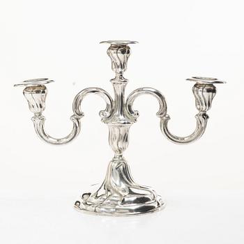 Candelabrum, silver, Rococo style, Germany, first half of the 20th century.