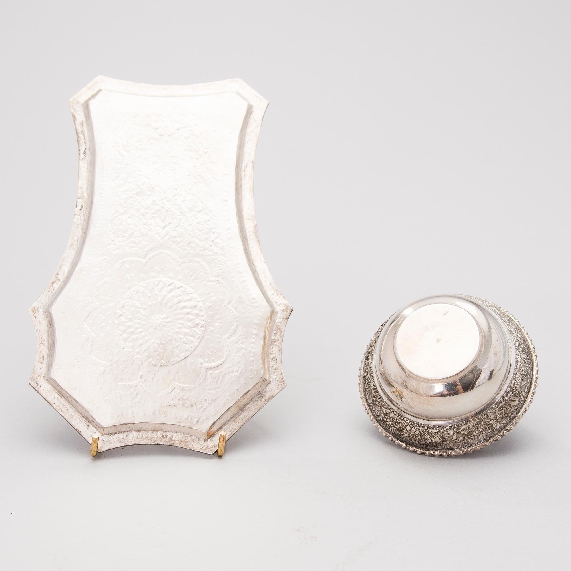 SAMOVAR, miniatyyri, hopeoitu, Persia 1900-luvun puoliväli.