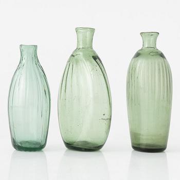 A set of three 'Waldglas' flasks, presumably 18th Century.