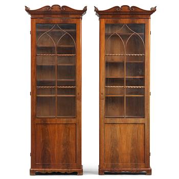 1. A pair of late Empire mahogany book cabinets, Stockholm, 1820/30's.
