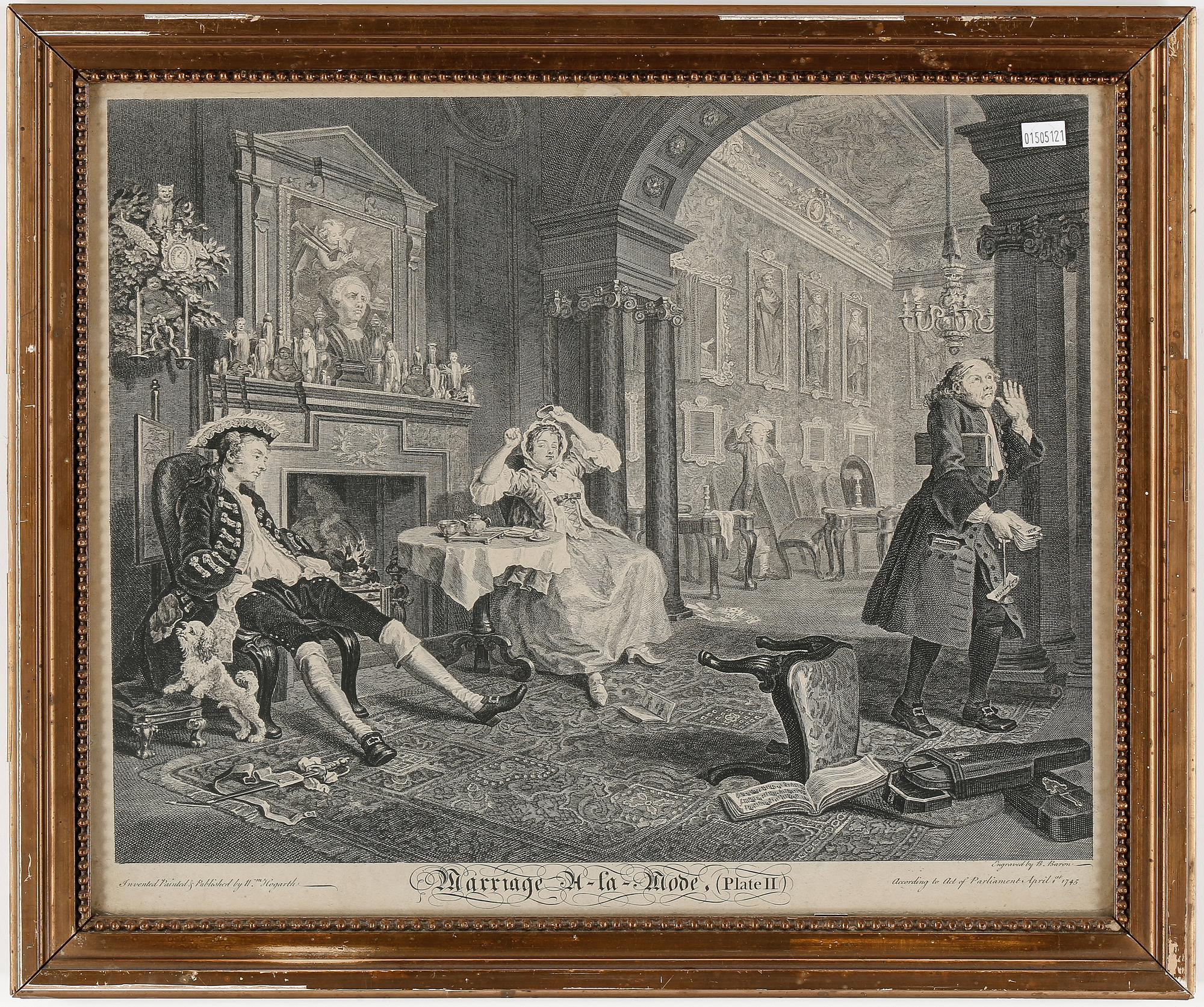 WILLIAM HOGARTH, 6 stycken, kopparstick, 1745.