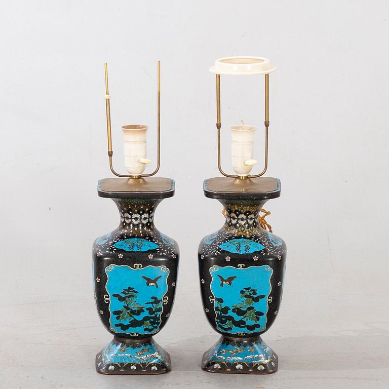 A PAIR OF Japanese CLOISONNÉ TABLE LAMPS CA 1900.