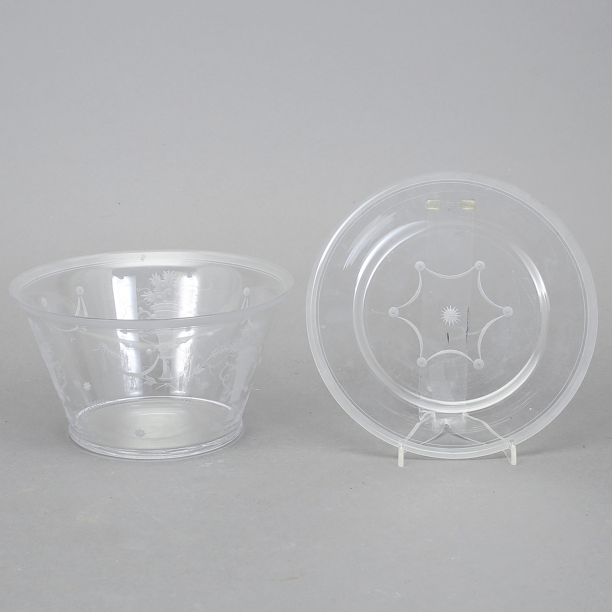 SKÅL med FAT, glas, Edvin Ollers, 1920-30-tal.