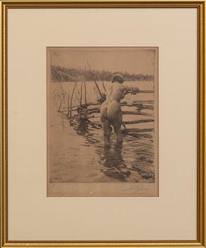 Anders Zorn, a signed etching from 1913.