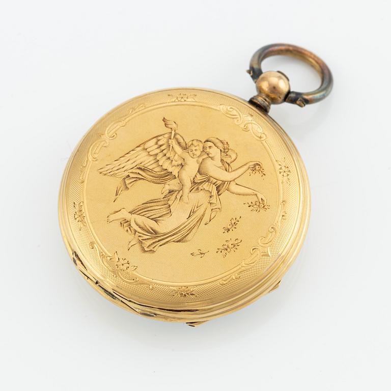 Pocket watch, 18K gold, 37,6 mm.