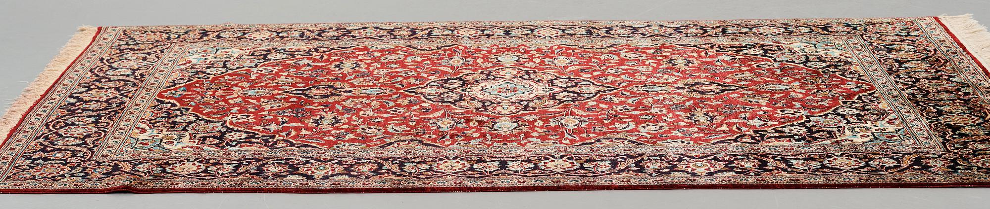 A rug, Old, silk Kashan, ca 224 x 138,5 cm.