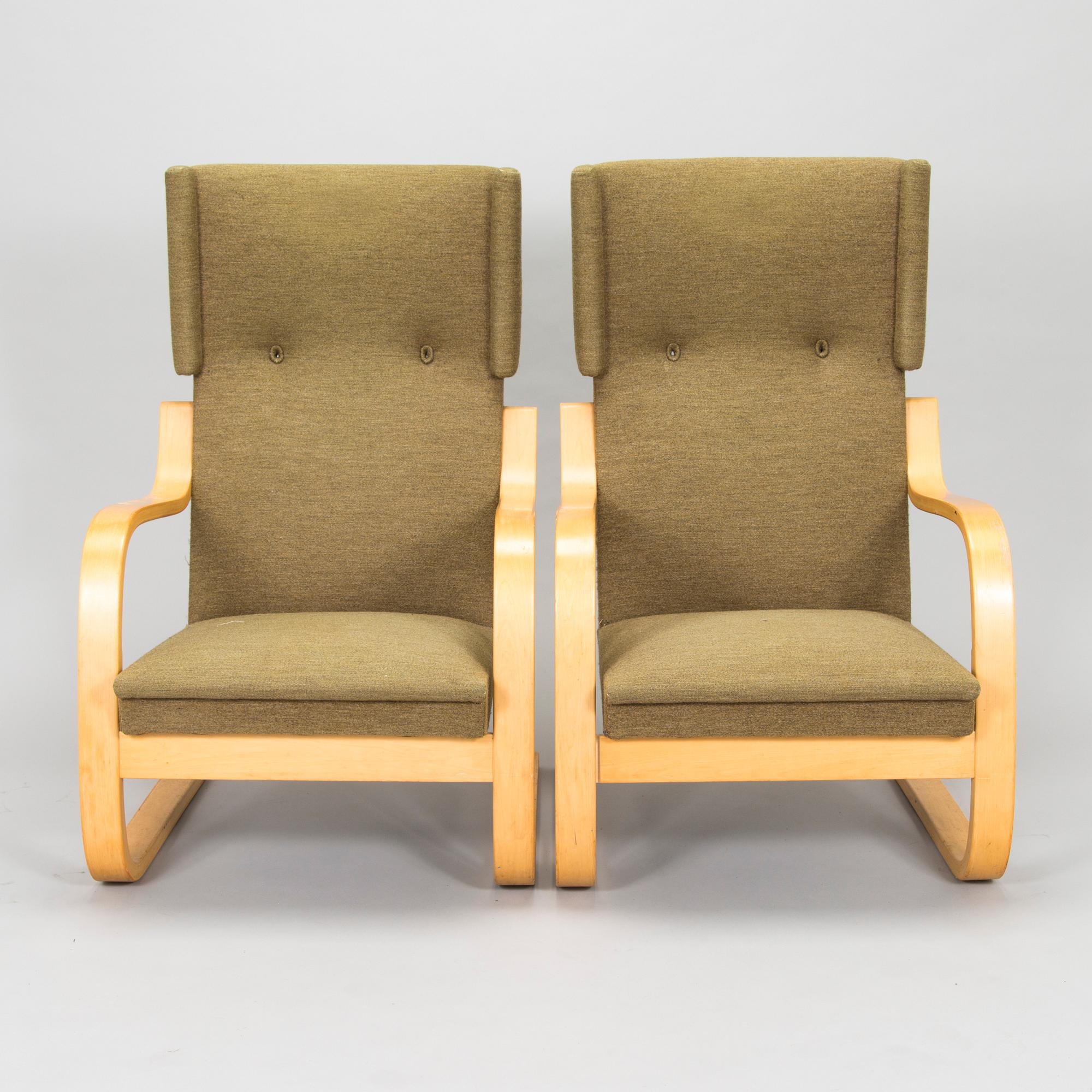 Alvar Aalto, fåtöljer, ett par, modell 401, Artek, Finland, 1960-tal.