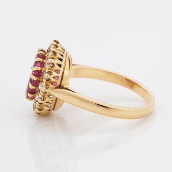 Pink spinel and old-cut diamond ring, French mark, early 1900's.