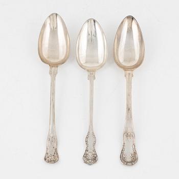 Three Swedish Silver Serving Spoons, 19th Century.