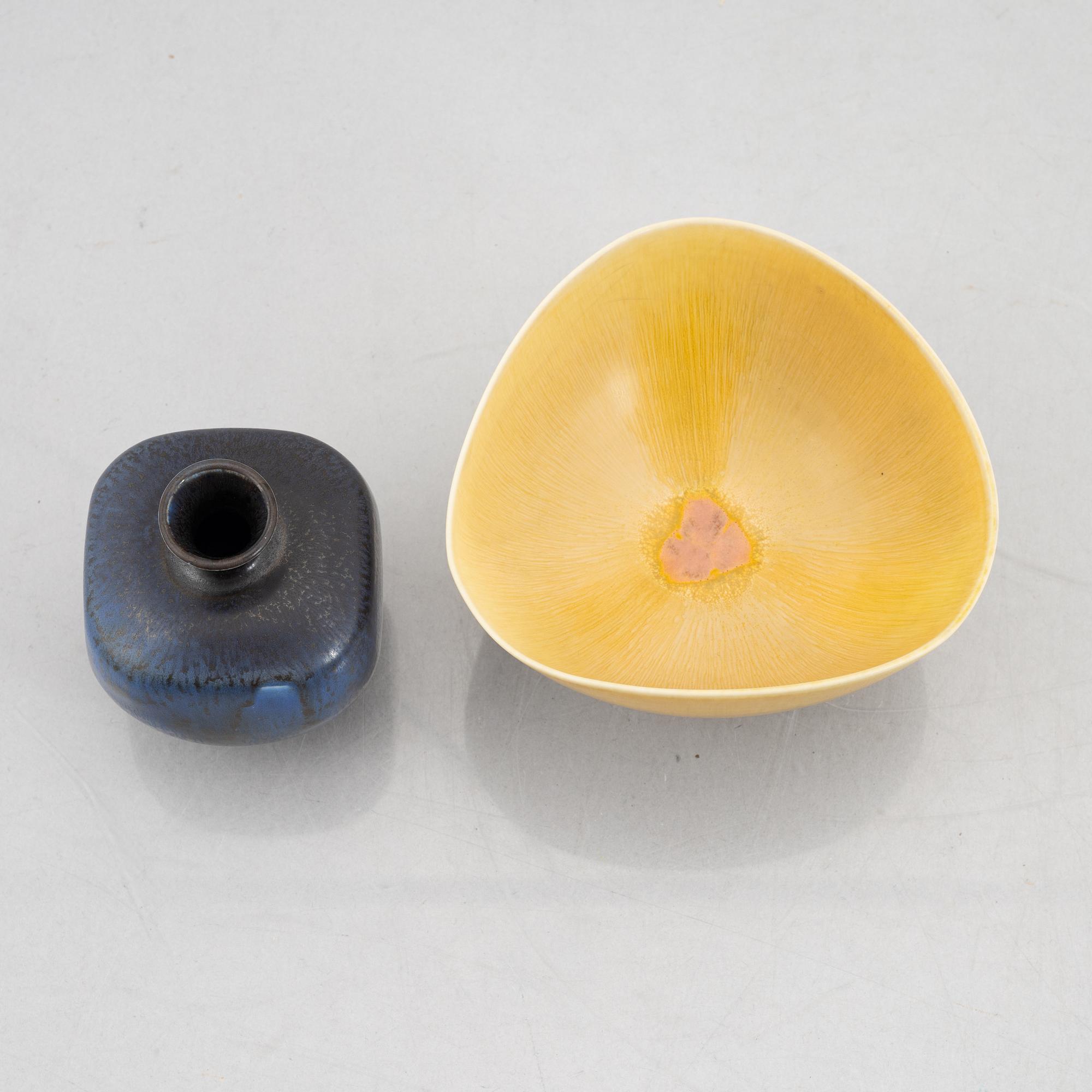 Berndt Friberg, a stoneware vase and a bowl, Gustavsbergs Studio 1972-74.