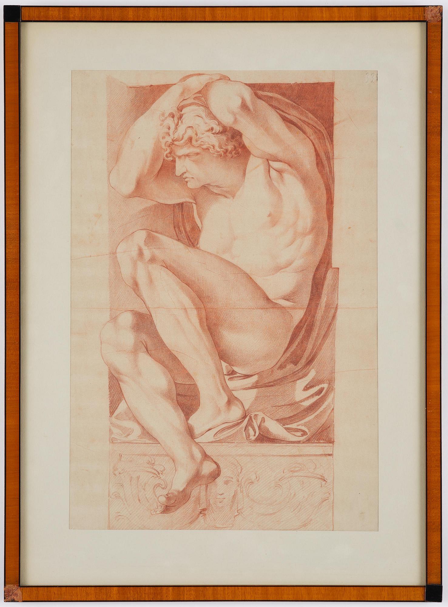 Johan Tobias Sergel, Sitting youth after Carracci.