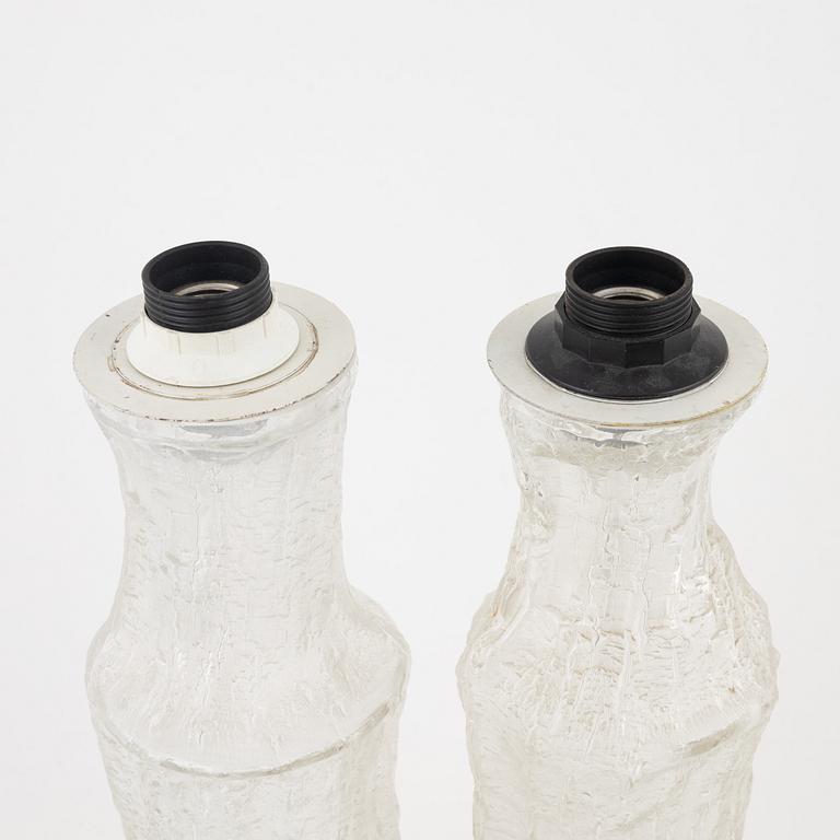 Timo Sarpaneva, bordslampor, ett par, glas, Iittala för Luxus, Sverige, 1960-tal.