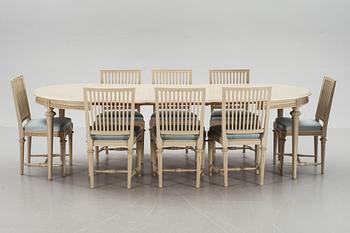 MATSALSGRUPP, 9 delar, gustaviansk stil. 1900-talets andra hälft.