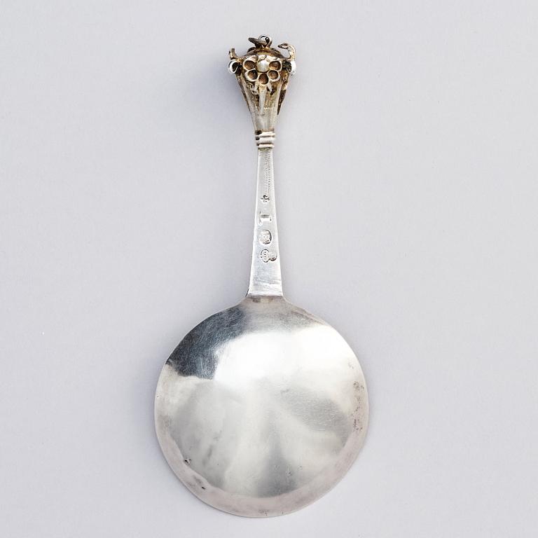 A Swedish parcel-gilt silver spoon, marks of Casimir Friedrich Meidt, Karlskrona 1712-1723 (1744)).